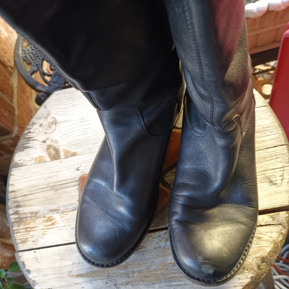 Vintage Black Leather Coach Knee High Boots